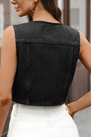 Button-Front Denim Vest