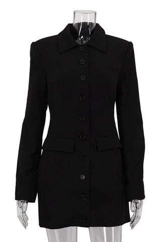 Button-Front Casual Blazer Dress