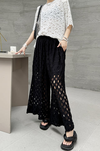 Wide-Leg Cut-Out Casual Pants