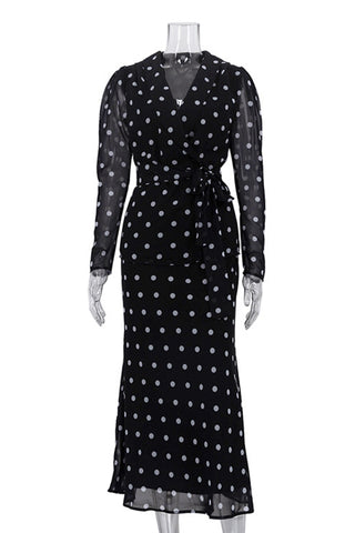 Polka Dot Wrap Skirt Set