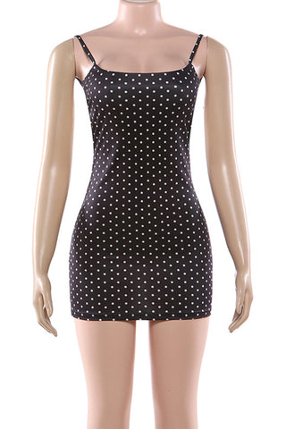 Polka Dot Strappy Mini Dress