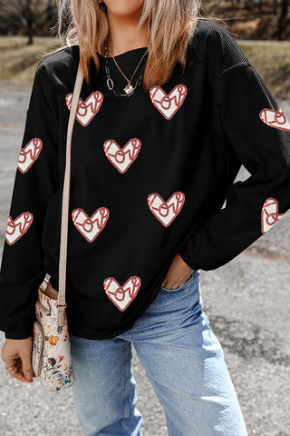 Heart Graphic Patched Sweatshirt