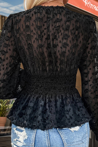 Elegant Textured Smocked Blouse