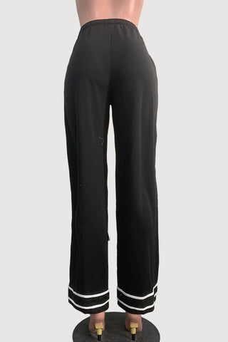 Tie-Detail Wide-Leg Casual Pants
