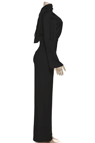 Elegant Satin Long-Sleeve Pant Set