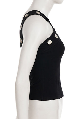 Studded Crossover Design Tank Top