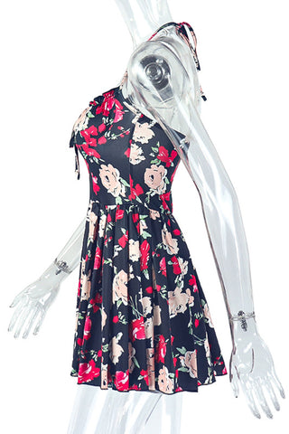 Floral Halter Neck Casual Dress