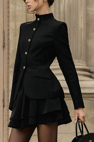 Button-Embellished Skirt Set