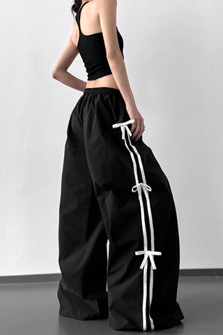 Wide-Leg Pants with Ribbon Detail