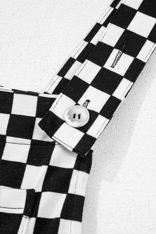 Checkered Wide-Leg Overalls