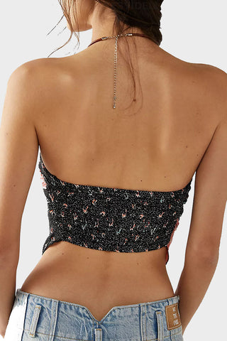 Abstract Print Strapless Tank Top