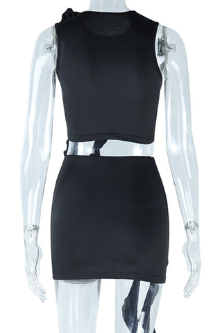 Ruffle Detail Skirt Set with Floral Accents