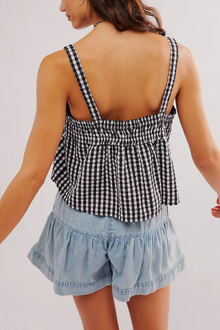 Gingham Tie-Front Tank