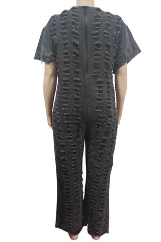 Distressed Denim Jumpsuit