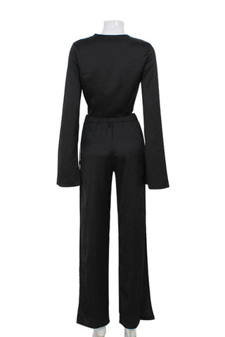 Tie-Front Long Sleeve Pants Set
