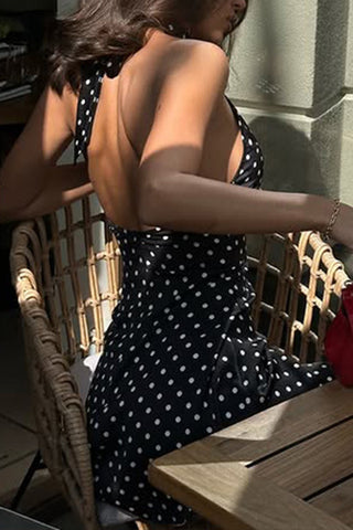 Polka Dot Halter Mini Dress
