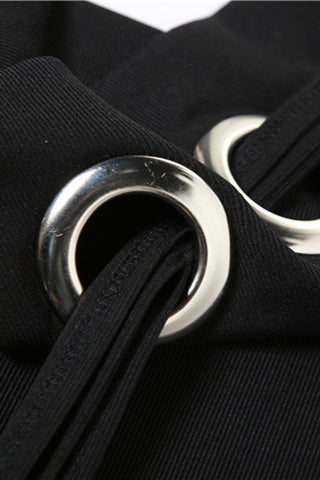 Halter Neck Ruched Tank with Rings