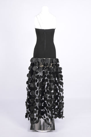 Strapless Evening Gown with Textured Skirt