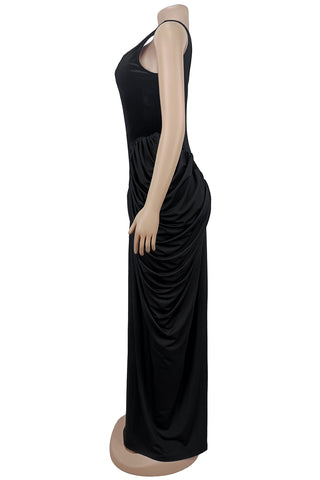 Draped Evening Gown with Fitted Bodice