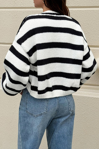 Striped Button-Front Cardigan