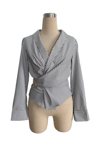 Striped Wrap V-Neck Top