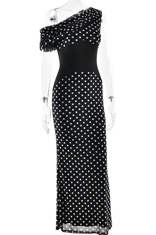 Off-Shoulder Polka Dot Night Dress