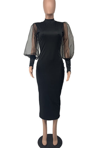 Elegant Puff Sleeve Casual Dress