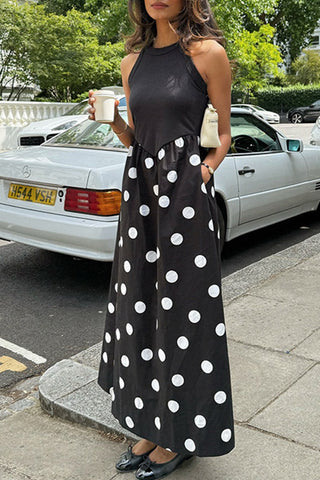 Sleeveless Polka Dot Casual Dress