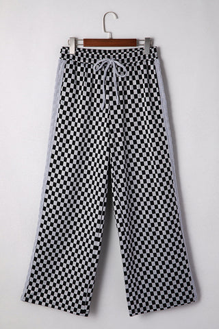 Checkered Drawstring Casual Pants