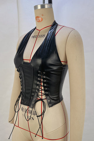 Lace-Up Halter Tank Top