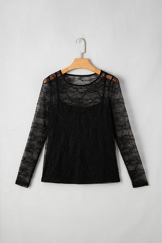 Lace Mesh Long Sleeve Top