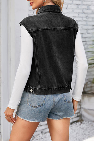 Button-Front Denim Vest