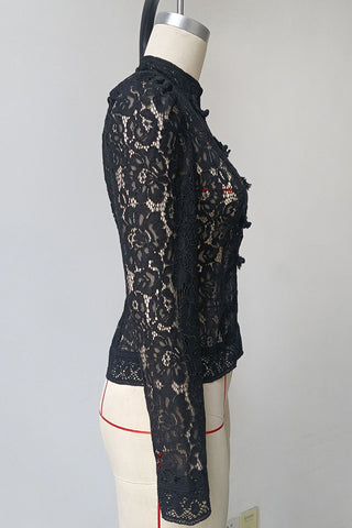 Elegant Lace Button-Down Blouse