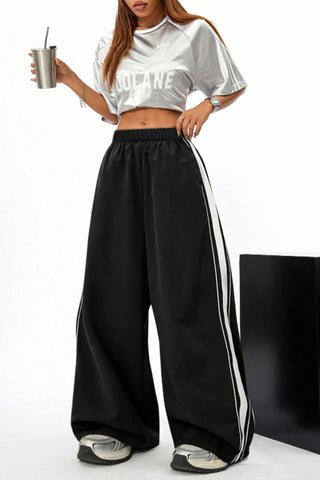 Wide-Leg Stripe Casual Pants
