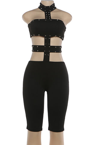 Studded Cutout Romper