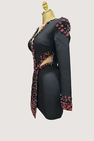 Beaded Cutout Evening Dress