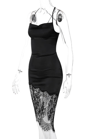 Lace-Trim Spaghetti Strap Dress