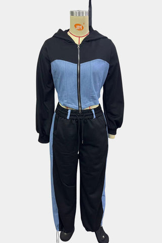 Patchwork Two-Piece Pant Set