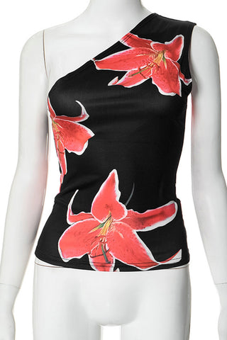 Asymmetrical Floral Print Camisole