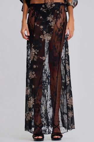 Floral Sheer Maxi Skirt