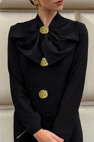 Elegant Button-Embellished Midi Dress