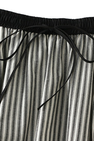 Drawstring Waist Striped Casual Skirt