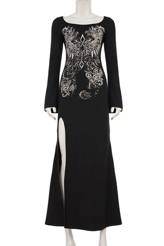 Elegant Patterned Long Casual Dress