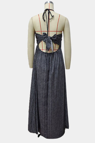 Halter Dress with Pleated Detail