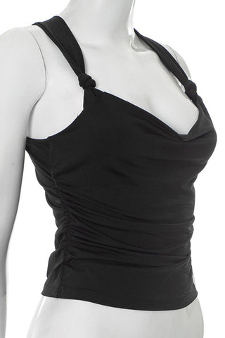Knotted Shoulder Ruched Tank Top