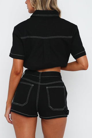 Button-Front Short Set