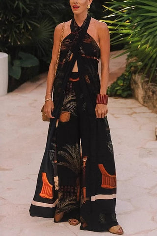 Tropical Halter Pants Set