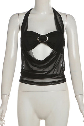 Sheer Halter Cami Top with Cutout