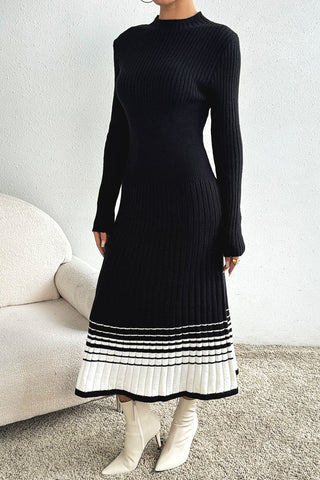 Ribbed Knit Casual Midi Dress