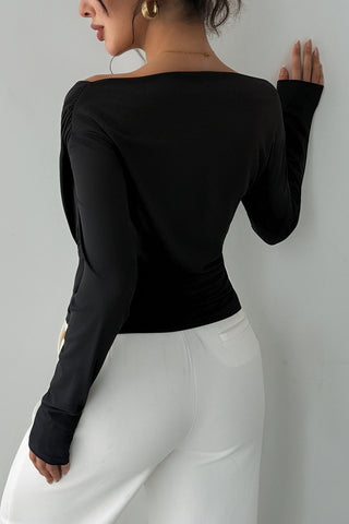 Cross-Front Long Sleeve Blouse